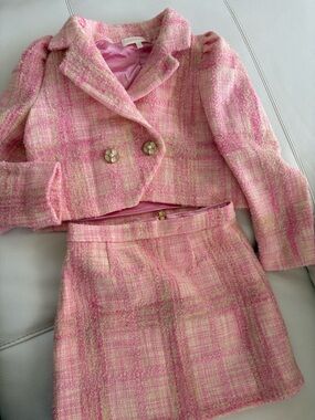 LoveShackFancy  Boucle 2pc suit pink age 10